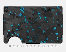 The Ridge RFID Blocking Wallet with Cash Strap and Money Clip Carbon Fiber Blue