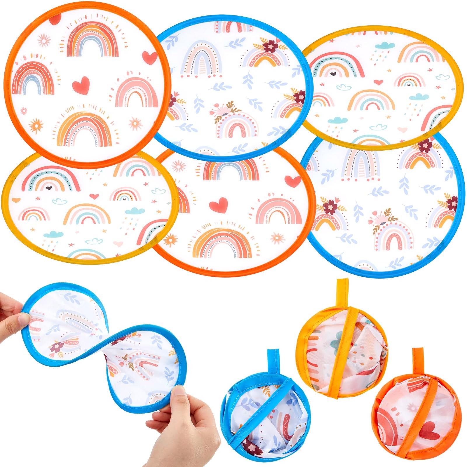 Éventails ronds pliables japonais en papier et bambou pour canicule et déco, x6