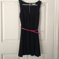 Speckless Little Black Dress Pink Skinny Belt Size XS Sleeveless NWOT