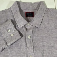 UNTUCKit Shirt 100% Linen Men's 2XL Purple Long Sleeve Button Check Lavender