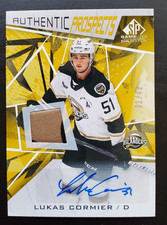 2021-22 CHL SP Game Used Lukas Cormier Authentic Prospects GOLD Auto Patch 32/49