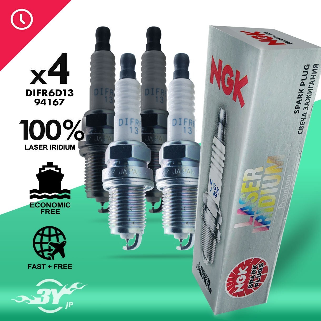 4PC DIFR6D13 94167 NGK IRIDIUM SPARK PLUG FOR HONDA L15Z2 JAZZ, CITY CRZ INSIGH