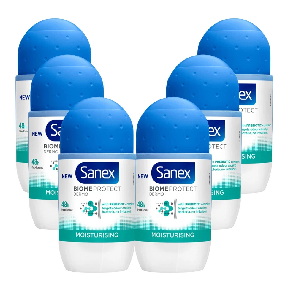 6x Sanex BiomeProtect Moisturising Roll On Deodorant 50ml