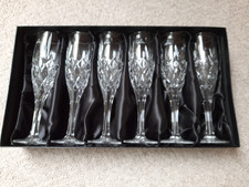 Boxed set of 6 Royal Doulton crystal champagne flutes, Never used. mint cond