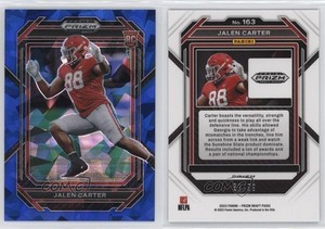 2023 Panini Prizm Draft Picks Blue Ice Prizm /99 Jalen Carter #163 Rookie RC