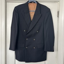 VTG Double Breasted Blazer Mens 40R Navy Pinstripe Wool by Riggins Old Money VGC