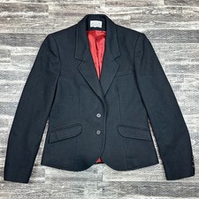 THE VILLAGER Vintage Black Wool Blend Classic Lined Blazer Jacket Sz 6