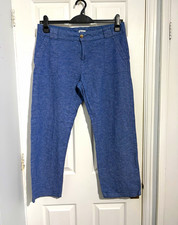 F&F blue women's chino trousers straight leg denim cotton pockets size 14 short