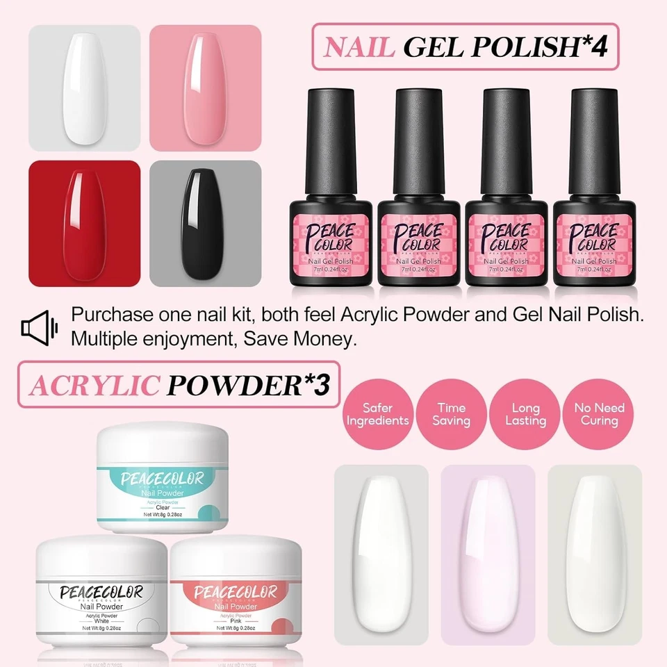Kit de uñas acrílicas para principiantes con todo, kit de uñas profesional juego de acrílico Foto 2 de 4
