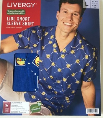 LiDL Livergy Herren Freizeithemd kurzarm Hemd Gelb Blau  Gr.L