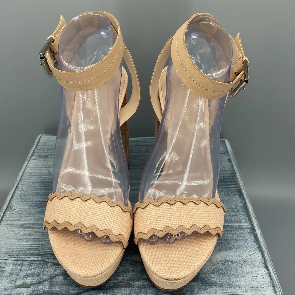 Pelle Moda Gianna Platform Natural Heeled Sandals Tan Size 9M - Image 3 of 4