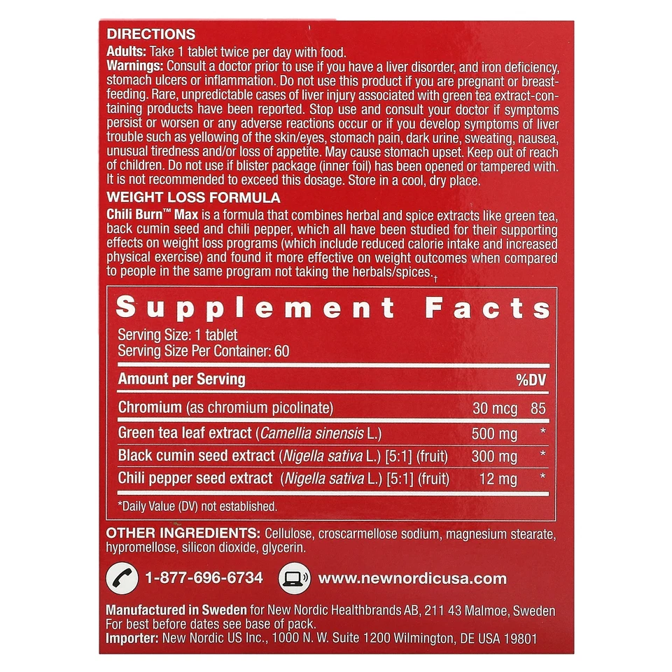 Chili Burn Max, 60 comprimidos Foto 2 de 2