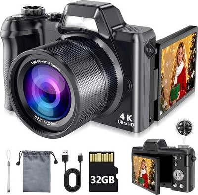 4K Digital Camera for Photography & Vlogging, 56MP Point and Shoot Digital Camer