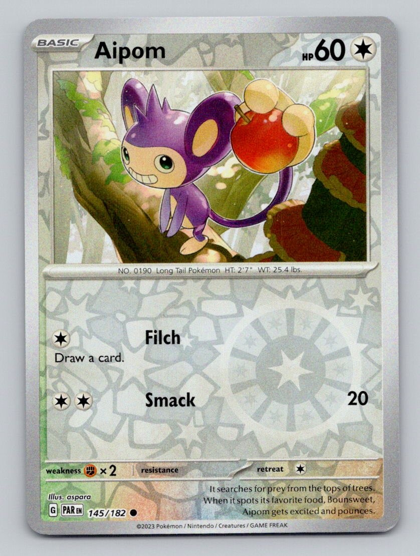 Reverse Holo Aipom 145/182 Common Paradox Rift Pokemon