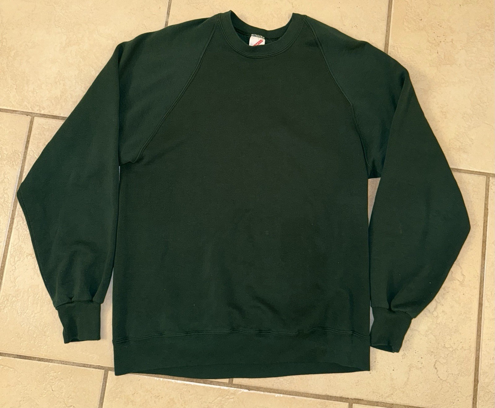 VINTAGE JERZEES BLANK DARK GREEN SWEATSHIRT MADE IN USA SIZE XXL (READ)