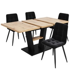 Extendable Dining Table Kitchen Table MDF Metal 118-157x70x75cm for 4-6 People