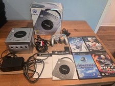 Nintendo GameCube Platinum Console Complete in Box with 4 Games! Tested!