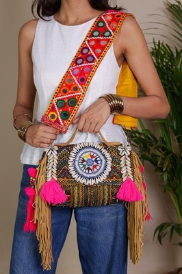 Handmade Mirror Work Shoulder Bag | Bohemian Women's Purse