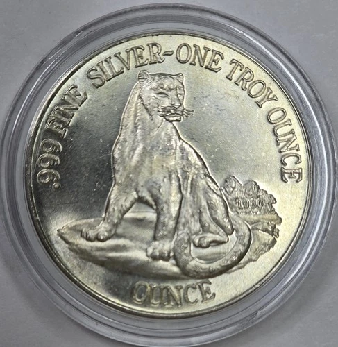 Rare 1976 1oz .999 Silver Bicentennial USA Leopard Round in a Capsule BU