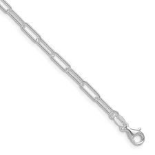 Sterling Silver Rhodium-plated Polished 3.15mm Paperclip Chain Necklace