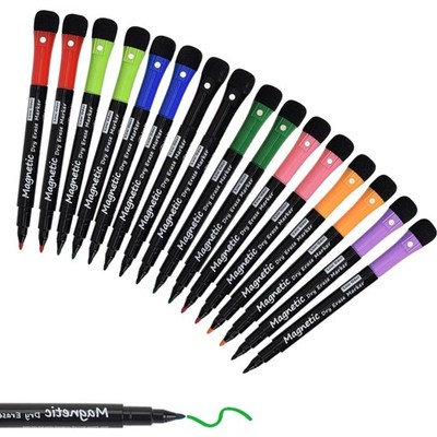Whiteboard Marker, 16er Pack, Magnetisch, Trocken abwischbar, bunt, Rundspitze