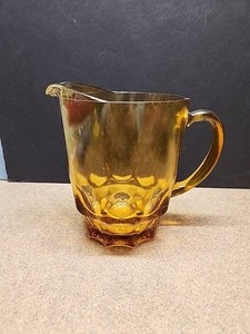 Vintage Hazel Atlas Reflection Amber Glass Thumbprint 54 OZ Pitcher Discontinued