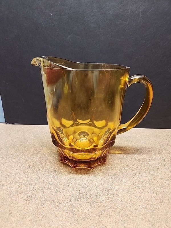 Vintage Hazel Atlas Reflection Amber Glass Thumbprint 54 OZ Pitcher Discontinued