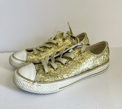 Converse Girls Chuck Taylor All Star Sneakers Size1y Glitter GoldLow Top