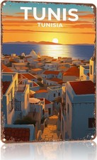 Vintage Tin Metal Signs Home D&eacute;cor Tunis Tunisia Travel Landscape 12x8 Suitable