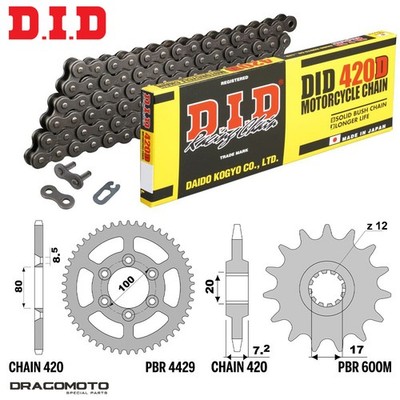RIEJU SPIKE 50 2003-2005 Kette Krone Ritzel Kit DID 420D Schritt 420