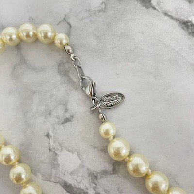 Vivienne Westwood ROXANNE PEARL Choker Necklace Pink Silver Orb