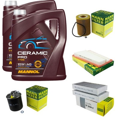 MANN Inspektionspaket 10L MANNOL Ceramic Pro 10W-40 für Mercedes-Benz M-Klasse