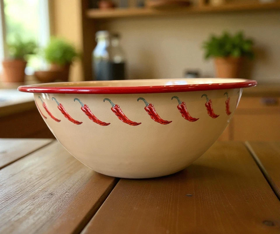 Esmalte vintage de mármol Canyon - Tazón para servir chile pimienta - 10,5" - Granja Foto 2 de 4