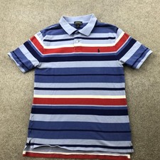 Polo Ralph Lauren Polo Shirt Boys XL 18-20 Blue Red Stripe Short Sleeve