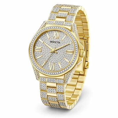 Invicta Celestial Lux Men's 45mm Gold Pave 476 Crystals Quartz Watch 50297