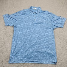 Peter Millar Polo Shirt Mens XL Blue Summer Comfort Cocktail Print Golf Stretch