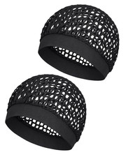 2 Pack Hair Nets for Sleeping Women Black, Stretchy Elastic No Marks Secure Ha