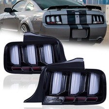 For 2005-2009 Ford Mustang Led Tail Lights Rear Brake Lamp White Tube Leftright
