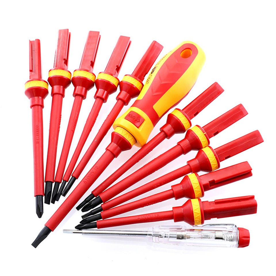 13x VDE Insulated Electricians Screwdriver Set 1000V Electrical Repair
