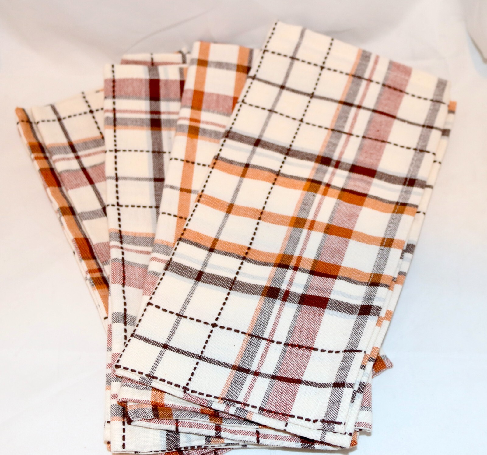 DII Design Imports Intl Fall Napkins Set 4 Spice Dobby Plaid Thanksgiving
