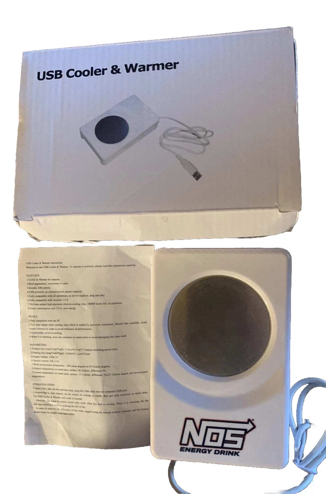 NOS USB Drink Warmer And Cooler/Chilling Coaster 814961 White