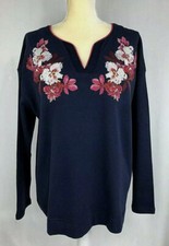 Joules Britain Women Top Sweatshirt 10 US Sweater Embroidered Cotton Navy NW