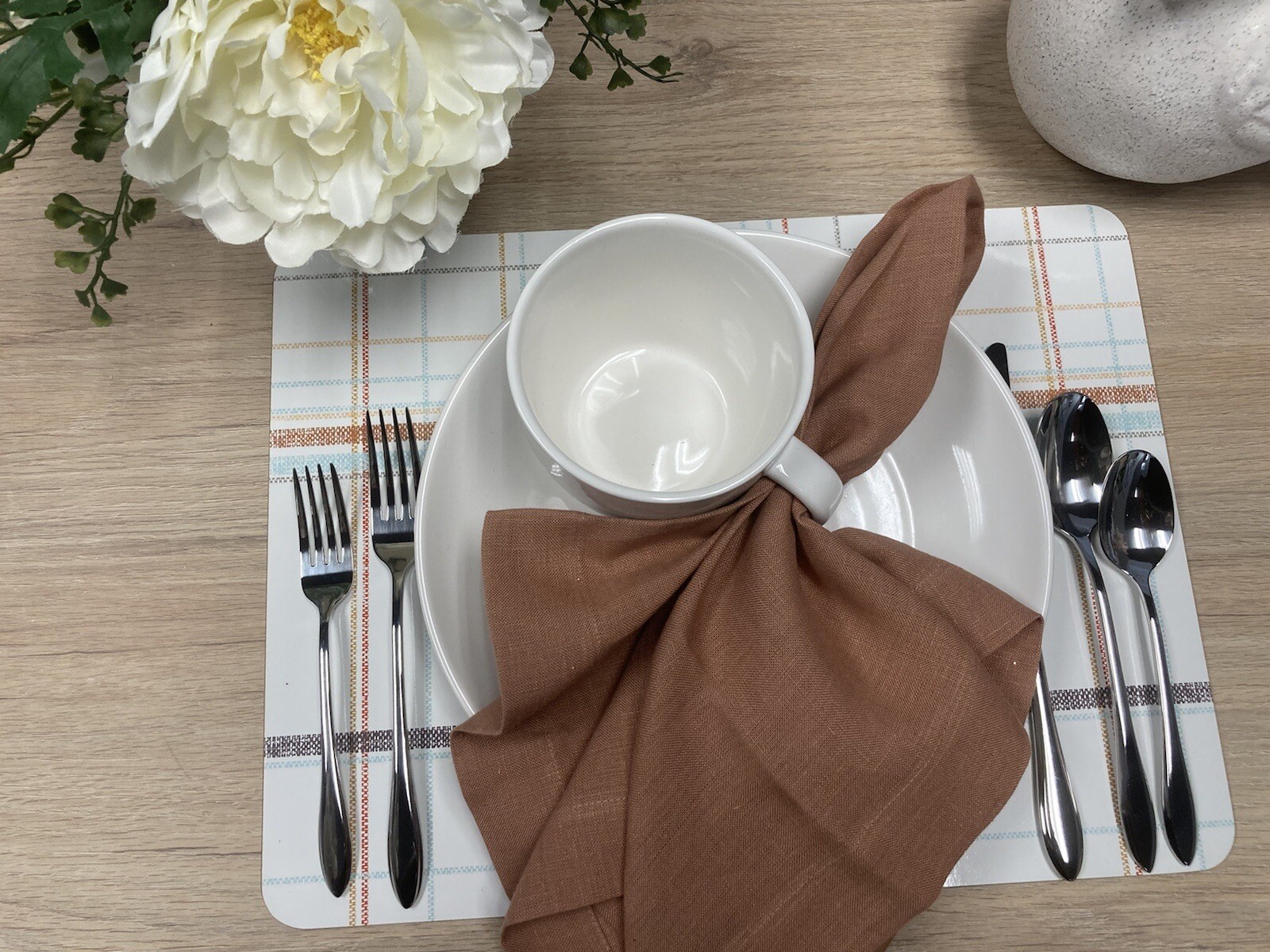 NEW HEARTH & HAND PLAID CORK BOARD PLACEMATS SET OF 4 eBay