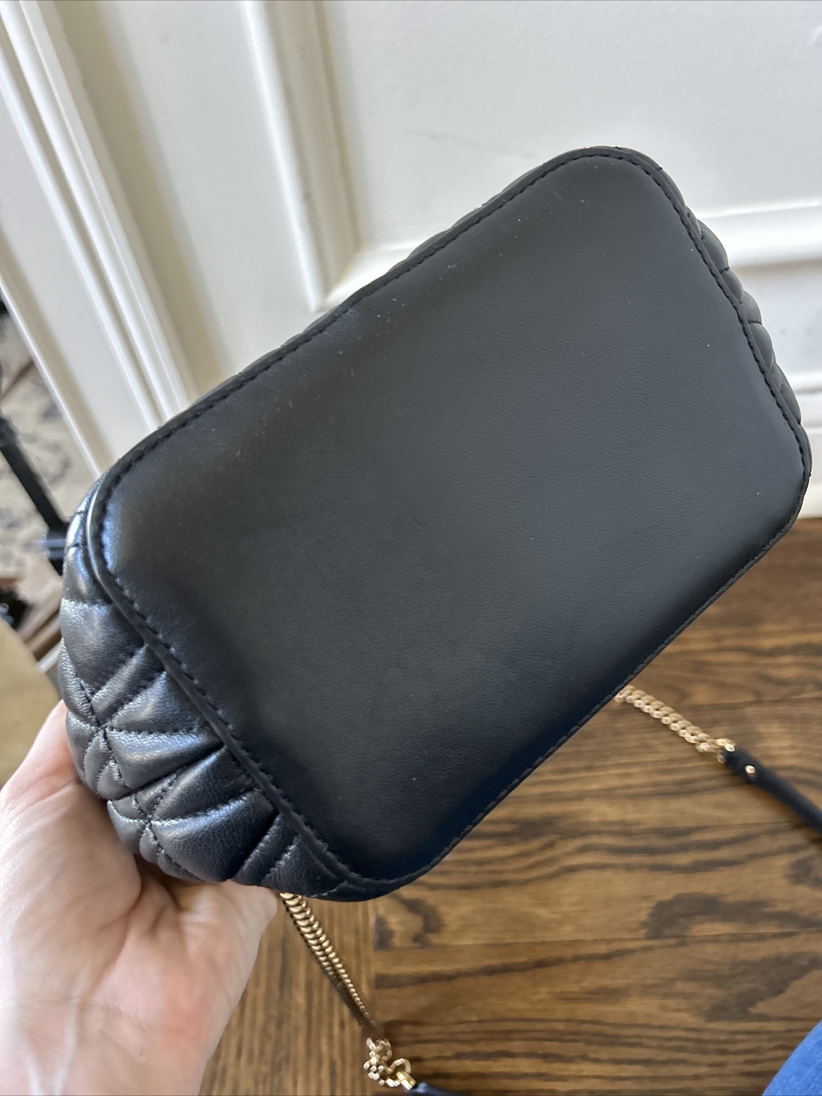 VERSACE Virtus Quilted Nappa Leather Bucket Bag Black… Gem