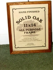 solid oak 11x14 FRAME w/full strength glass beige (N clst)