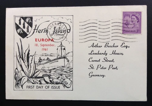 GB 1961 Herm Island Europa Set on Guernsey First Day Cover, Guernsey + Hern Pmks