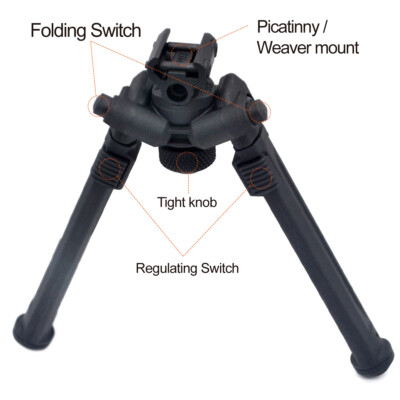 Adjustable 6-10'' Bipod Keymod/M-lock Rail Aluminum Polymer 40 Degree Tilt-level