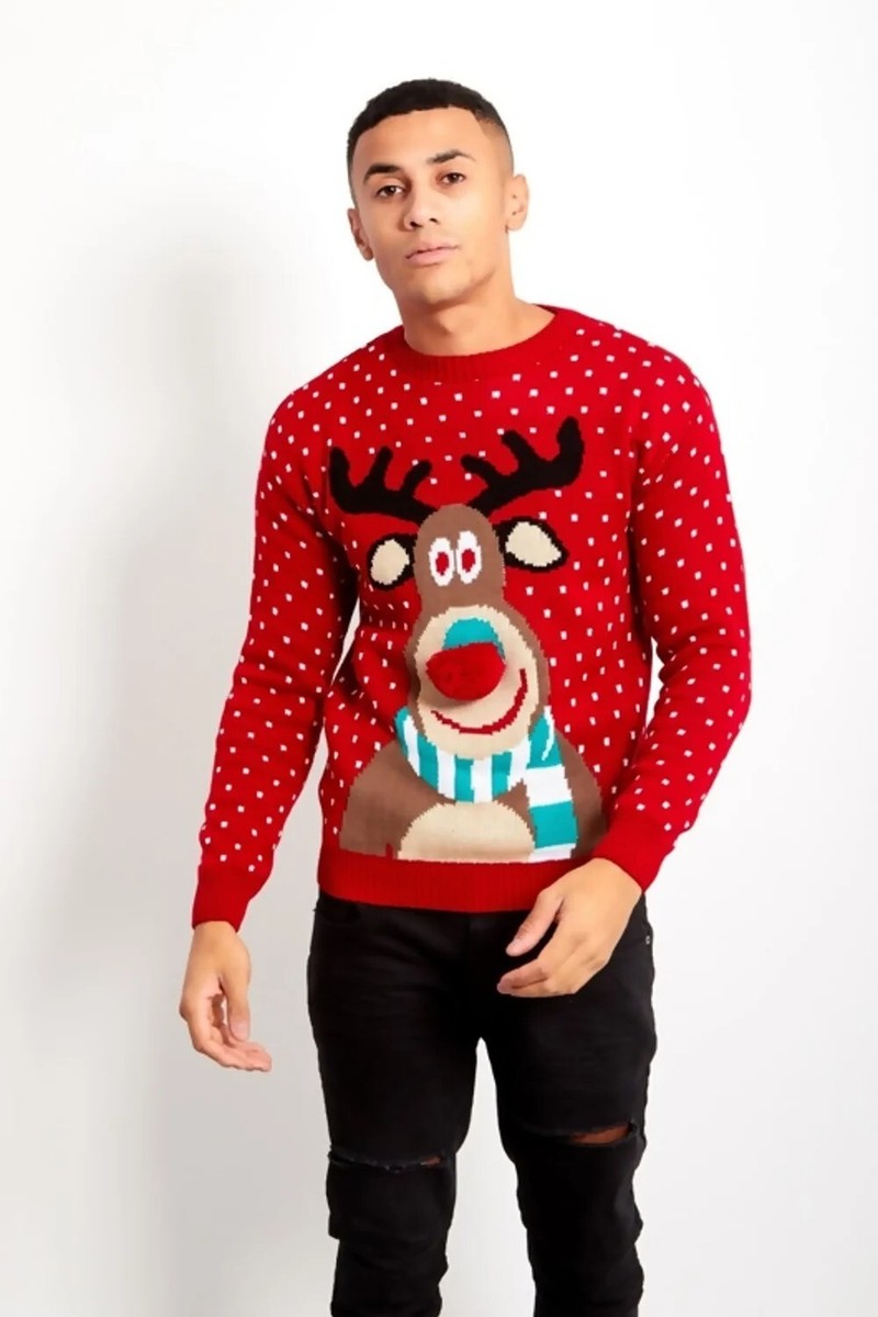 Pyjama de Noël pour Femme et Homme Rouge avec Rudolph le Renne - Pulls