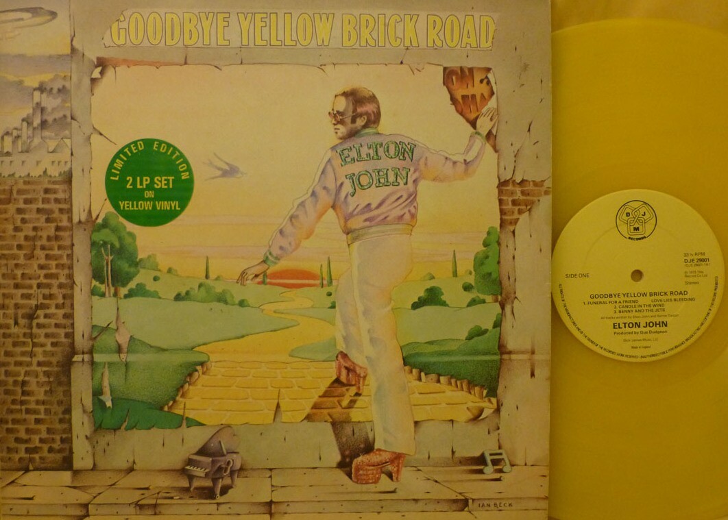 Elton John Goodbye Yellow Brick Road 2 LP Gfold Yellow Vinyl UK