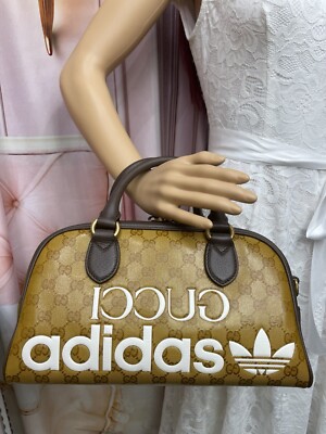 Gucci x Adidas Mini Duffle Bag GG Coated Canvas Brown beige SUPER
